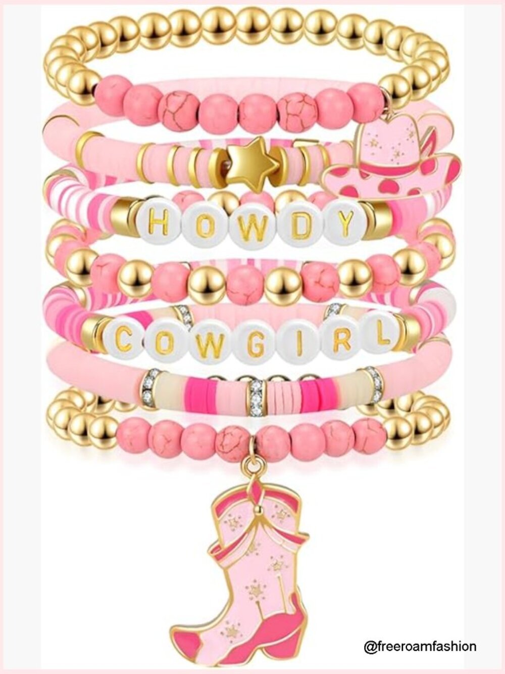 Western Stackable Bracelets Set Cowgirl Clay Beads Stretch